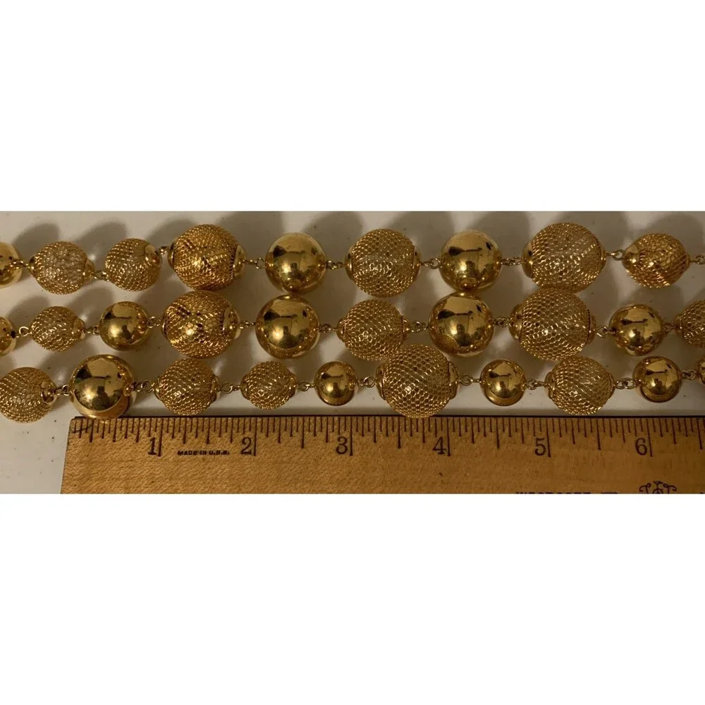 Vintage Monet Runway Luxe Multistrand Mesh Caged Beads Weighty Necklace 19”